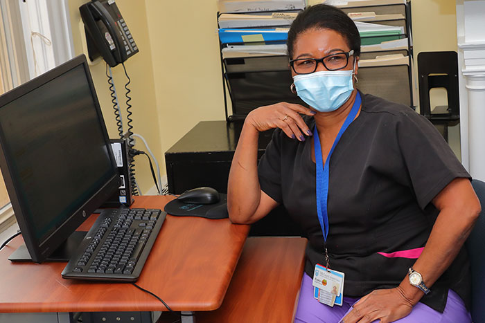 Nurse at computer