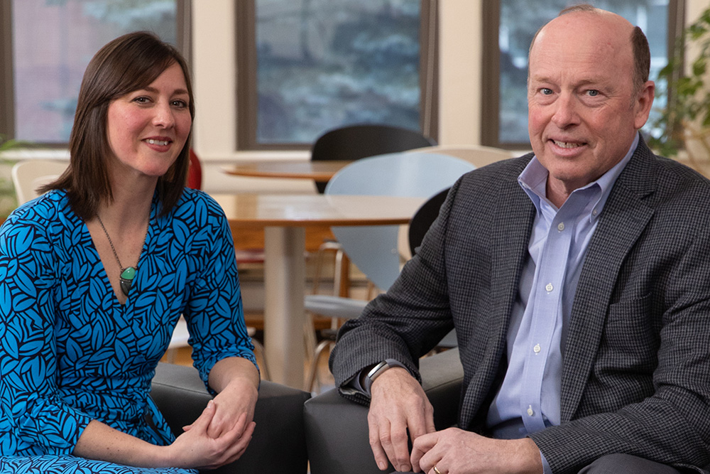Courtney Beard, PhD, with donor Alan Ayres