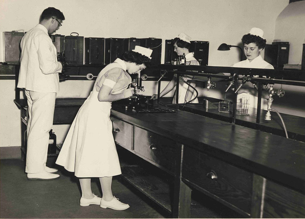 Vintage photo of nurses in class at McLean, circa 1960