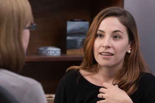 Patient talks to clinician