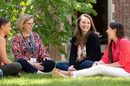 Group therapy outside on grass