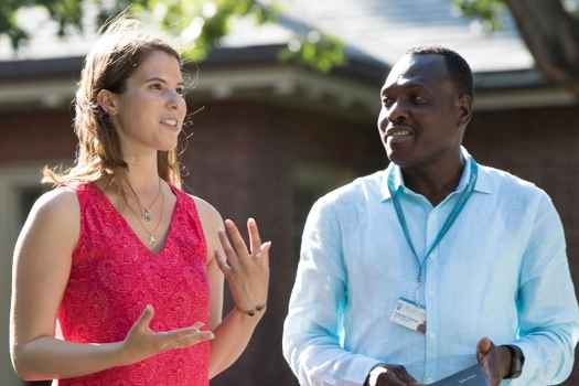 Patient talks to clinician outside
