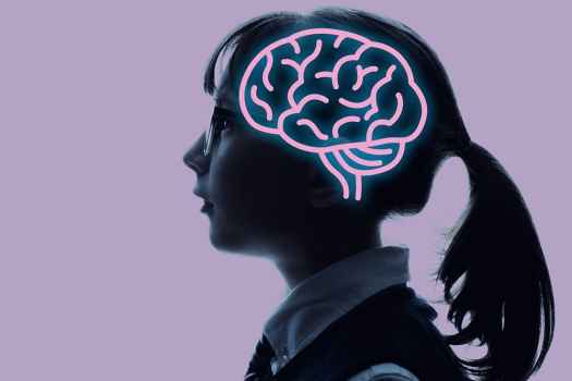 Profile of a girl with a brain illustration