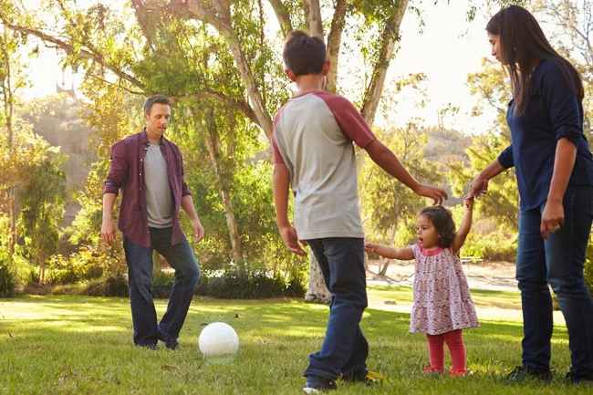 Family playing in the park