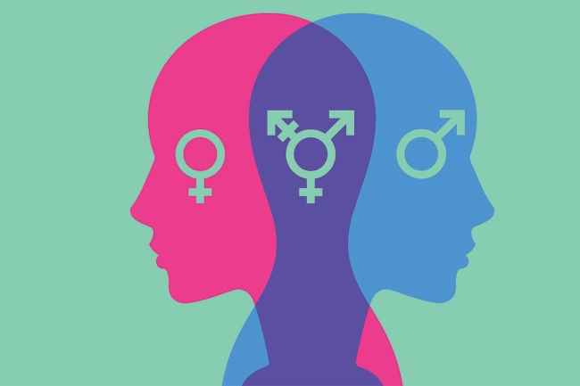 Illustration of overlapping heads and gender symbols
