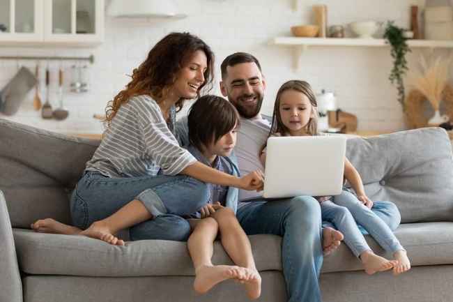 Photo of family on computer
