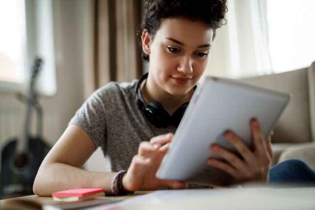 Woman using a tablet