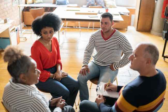 Diverse group therapy session