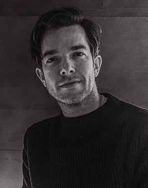 Black and white photo John Mulaney