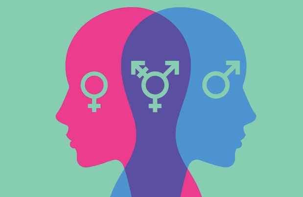 Illustration of overlapping heads and gender symbols
