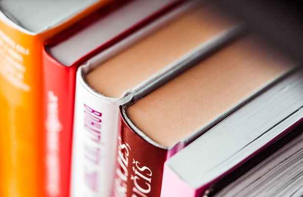Close up of book spines