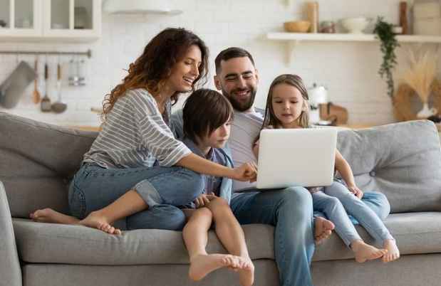 Photo of family on computer