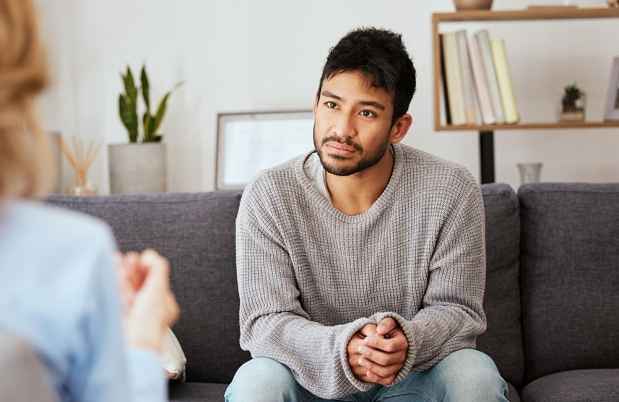 Patient talks to clinician