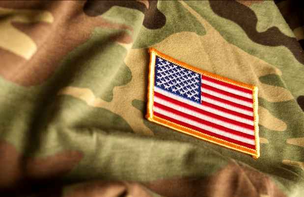 camouflage shirt with American flag