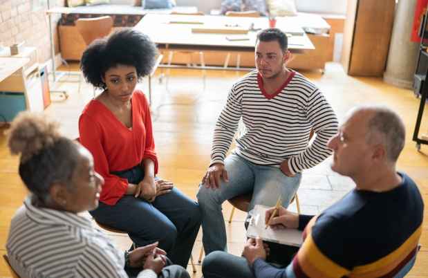 Diverse group therapy session