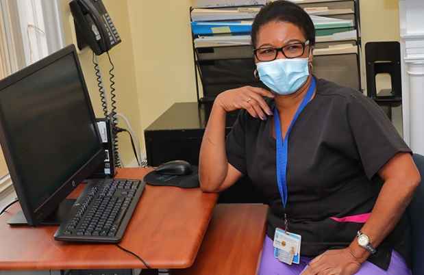 Nurse at computer