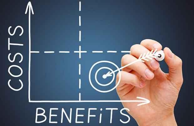 Image of hand drawing graph of cost vs. benefit