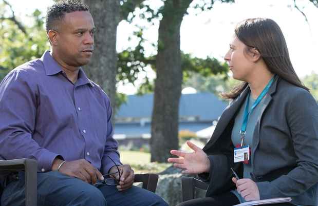 Patient and clinician meet outside