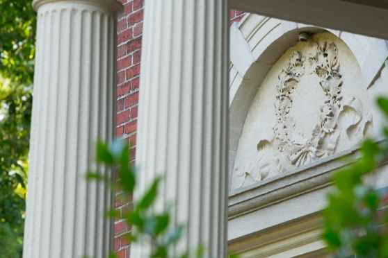 Two columns outside campus building