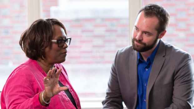 Patient talks to clinician