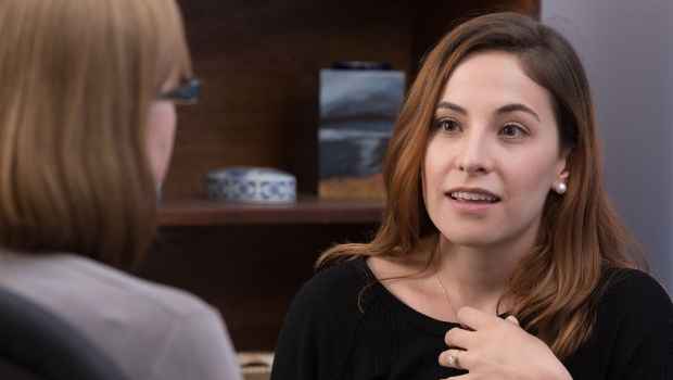 Patient talks to clinician