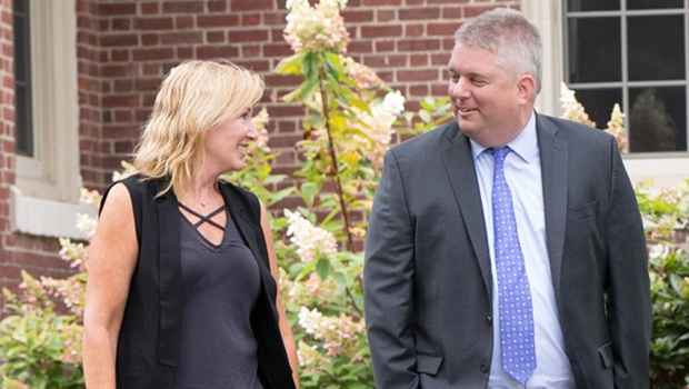 Patient and clinician walk and talk outside